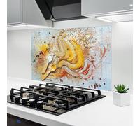 ARTHUB® Paraschizzi Cucina in Vetro temperato 60x80 cm, Orange Yellow Powder | Protezione Contro Gli Schizzi, Protezione murale per fornelli, Vetro temperato, Alimenti, Spezie
