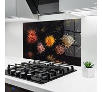ARTHUB® Paraschizzi Cucina in Vetro temperato 60x80 cm, Powder On Black | Protezione Contro Gli Schizzi, Protezione murale per fornelli, Vetro temperato, Alimenti, Spezie
