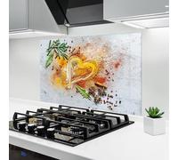 ARTHUB® Paraschizzi Cucina in Vetro temperato 70x100 cm, Heart Spice Powders | Protezione Contro Gli Schizzi, Protezione murale per fornelli, Vetro temperato, Alimenti, Spezie