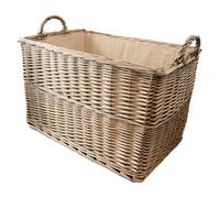 Arthur Cameron - Cesto rettangolare in vimini anticato (55 x 35 x 32 cm) | Cesto in vimini anticato con fodera beige, manici robusti e versatile spazio per tronchi, coperte e giocattoli.