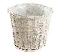 Arthur Cameron Vasi per piante rotonde foderate in vimini (piccolo, pennello bianco)