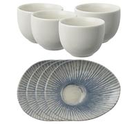 Arthur Krupp 67382AA3 - Set di 4 tazze da caffè con piattini Organic Sunlight Blue Stoneware