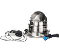 Arthur Martin casseruole Set di padelle e pentole per Tutti i fuochi - Batteria di Cucina in Acciaio Inox 10 Pezzi 5540, Metallo, Grande, unità