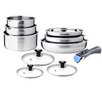 Batteria 10 pentole 16-18-20 cm padella 20-22-26 cm satinato coperchi 16-18-20 cm 1 maniglia