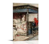Arthur Rackham 'O Waken, Waken, Burd Isbel, from Young Beichan, Child Ballad Number 53 Poster Cool Artworks Painting Wall Art Canvas Prints Picture Hanging Picture Home Decors Idea Regalo Cornice