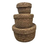 Arti Casa Scatola con coperchio 3 pezzi - Contenitore multifunzione con coperchio - Cestini in 3 misure S, M e L - Diametro massimo 25 cm - Elegante decorazione per la casa - per diverse stanze