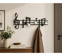 Arti & Mestieri Musica - Appendiabiti di Design 100% Made in Italy - in Ferro, 70 x 30 cm - Nero Goffrato