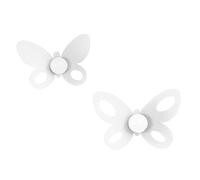 ARTI E MESTIERI - Set 2 pz Ganci Parete Appendiabiti Farfalla Butterfly Bianchi - 24x16H + 21x14H cm