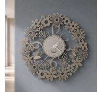 Arti e Mestieri Orologio da muro in metallo con fiori e farfalle dal design mode