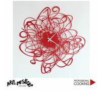 Arti & Mestieri Doodle - Orologio da Parete di Design 100% Made in Italy - in Ferro, Diametro 58 cm - Rosso