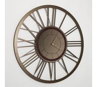 Orologio da parete di grandi dimensioni con numeri romani Big Lux in metallo, diam.90, colore Bronzo bronzo