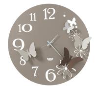 Arti & Mestieri Orologio da parete fiori e farfalle Grande, ispirato alla natura, design 100% Made in Italy, diametro 60 cm (Sabbia e bronzo)