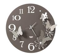 Arti & Mestieri Orologio da parete fiori e farfalle Grande, ispirato alla natura, design 100% Made in Italy, diametro 60 cm (Fango e alluminio)