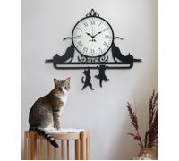 Arti e Mestieri Orologio da parete in metallo con gatti decorativi Cattitude Met