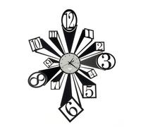 Orologio da parete scomposto SLANG Dimensione 58x h74 cm numeri sono inseriti all'interno di forme geometriche come quadrati e cerchi colore Nero e bianco marmo