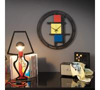 Arti & Mestieri Orologio da parete Mondrian 50 – Ferro, design geometrico, Made in Italy Ø50 cm