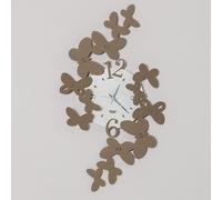 Arti & Mestieri Papillon - Orologio da Parete Grande di Design 100% Made in Italy - in Ferro, 32 x 56 cm - Beige