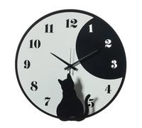 Arti & Mestieri Moon Whiskers - Orologio di Design 100% Made in Italy - in Ferro, 43 cm (Nero e Bianco marmo)
