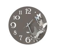 Orologio da parete fiori e farfalle Piccolo richiami la primavera Diametro 45 cm colore Fango e Alluminio