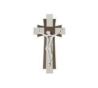 crocifisso piccolo da parete Avorio, bronzo e bianco marmo in Ferro 23x45cmh