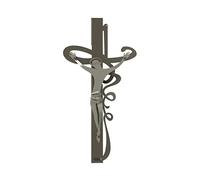 Arti & Mestieri Crocifisso Ricciolo piccolo di Design 100% Made in Italy - in Ferro, 23 x 45H cm (Bronzo e sabbia)