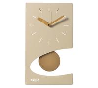 Arti & Mestieri Eclipse - Orologio a pendolo da Parete di Design 100% Made in Italy - in Ferro, 44 x 25 cm (Crema e oro laccato)