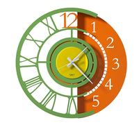Arti & Mestieri Full Metal Jack Pop - Orologio da parete di Design 100% Made in Italy - in Ferro, diametro 45 cm (Arancio, verde e giallo)