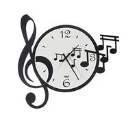 Orologio con chiave e note musicali Musica in metallo, 50x47h, colore Nero-bianco nero/bianco