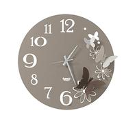 Orologio da parete fiori e farfalle Piccolo richiami la primavera Diametro 45 cm colore Sabbia e Bronzo