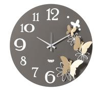 Arti & Mestieri Orologio da parete fiori e farfalle Piccolo ispirato alla natura, design 100% Made in Italy, diametro 45 cm (Fango e oro laccato)