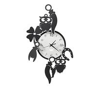 Arti & Mestieri Orologio da parete Good Luck 52 cm Metallo Portafortuna Nero e bianco marmo