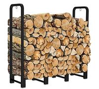 Artibear Portalegna da ardere da 1,2 m, resistente, per interni ed esterni, per camino, in metallo e legno, nero opaco