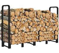 Artibear Portalegna da ardere per esterni, 2,4 m, resistente, per camini interni, in metallo e legno, nero opaco