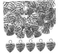 Artibetter 100pezzi Ciondolo Forma Cuore Per Creazione Gioielli Ciondolo Per Braccialetti e Collane Ciondoli Forma Cuore Per Accessori Fai Da Te