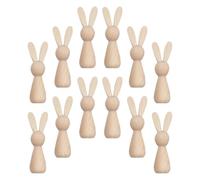 ARTIBETTER 12 pezzi di bambole in legno a forma di coniglio grezzo, kit per craft di Pasqua in legno per pittura fai-da-te, figurine di animali beige di 3,46 x 1,18 pollici per decorazione