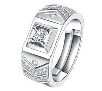 Artibetter 1pezzi Anello Uomo in Rame con Strass Elegante e Classico Adatto per Matrimonio Festa e Regalo Uomo per Natale e San