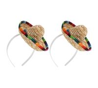 Artibetter 2 Mini Fasce per Chioma Cappello Sombrero Messicano in Paglia 16 Cm, Accessori per Feste a Tema Cinco De Mayo, Decorazioni per Carnevale, Cerchietti e Animali