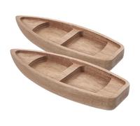 Artibetter 2 Pezzi Barca in Legno in Miniatura Decorativa Tema Nautico, Canoa Realistica per Arredamento Casa, Versatile e Adatta