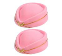 Artibetter 2 Pezzi Berretto da Hostess Vintage in Lana Rosa per Donna | Accessorio Cosplay e Teatro, Stile Classico Anni Quaranta, Traspirante e Caldo per Eventi e Scena