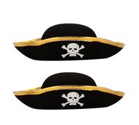 Artibetter 2 Pezzi Cappello da Pirata Cosplay in Fibra di Bambù per Feste e Teatro, Accessorio Realistico per Ragazzi e Adulti, Cappello da Capitano Pirata