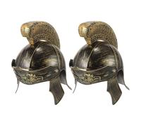 Artibetter 2 Pezzi Elmo da Cavaliere Medievale in Plastica Oro, Cappello Costume Comodo e Resistente, Accessorio per Feste e Spettacoli per Adulti