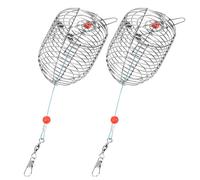 Artibetter 2 Pezzi Gabbia per Esche da Carpa in Acciaio Inossidabile, cestello per Trappola da Pesca, Rosso, Rotondo, Porta Esche per la Pesca da Riva molo, Accessori per la in Mare.