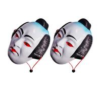 Artibetter 2 Pezzi Maschera Cosplay Giapponese Tradizionale Samurai in Plastica Dipinta a Mano, Design Realistico e Versatile per Teatro e Eventi Celebrativi, Facile Manutenzione