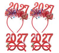 Artibetter 2 set di accessori per le festività di Capodanno 2027 | Cerchietto e occhiali con paillettes glitterate | Accessori per capelli per la notte di Capodanno, ideali per foto di festa e