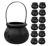 ARTIBETTER 20 Pezzi Mini Calderoni Neri da 11x7 Cm a Tema Strega per Dolcetto o Scherzetto, Barili di Streghe di Halloween Riutilizzabili, Porta Caramelle per Feste e Decorazioni Spettrali