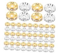 ARTIBETTER 200 Pezzi Rondelle Distanziatrici Rotonde con Strass Brillanti Perline Spaziatrici per Collane e Braccialetti Fai da Te Argento e Oro Resistenti Allo Sbiadimento Facili da Usare