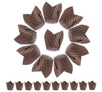 Artibetter 250 Pezzi Pirottini per Muffin in Carta Oleata Resistente al Grasso Design a Tulipano, Aspetto Semplice, Adatti per Matrimoni e Feste, Tenacità e Colore Caffè