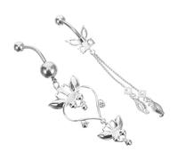 Artibetter 2Pezzi Dangle Belly Button Rings in Lega con Rhinestone per Donne e Teen, Gioielli Corpo per Beach Party