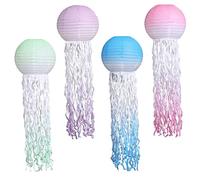 Artibetter 4 Pezzi Lanterna Carta Jellyfish per Decorazioni Sirena Compleanni e Feste Design e Leggero Atmosfera Iridescente e Foto Prop