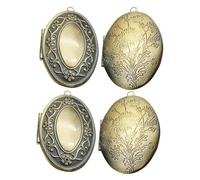 Artibetter 4 Pezzi Oval Photo Pendant Trays Bezel Memorial Photo Jewelry Charms Antique For Diy Necklace And Bracelet Making